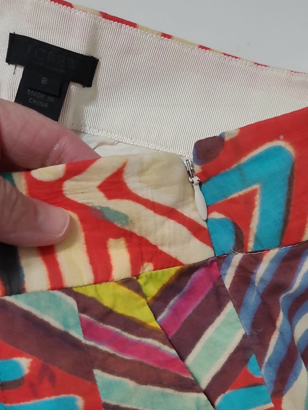 J. Crew Collection Colorful Abstract Striped Shorts with Side Zipper size 8 - Picture 4 of 7